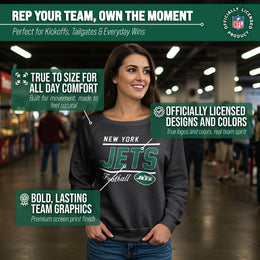 New York Jets NFL Womens Crew Neck Light Weight - Charcoal