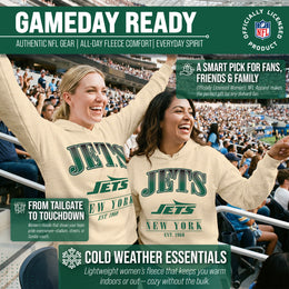 New York Jets Ladies NFL Starstruck Fleece Pullover Hooded Sweatshirt - Cream