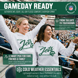 New York Jets Ladies NFL Scrimmage Line Fleece Pullover Hooded Sweatshirt - Gray Heather