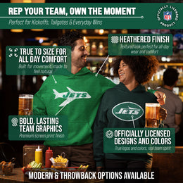 New York Jets NFL Adult Unisex Modern Throwback Ultra Soft Fleece Hooded Sweatshirt - Green