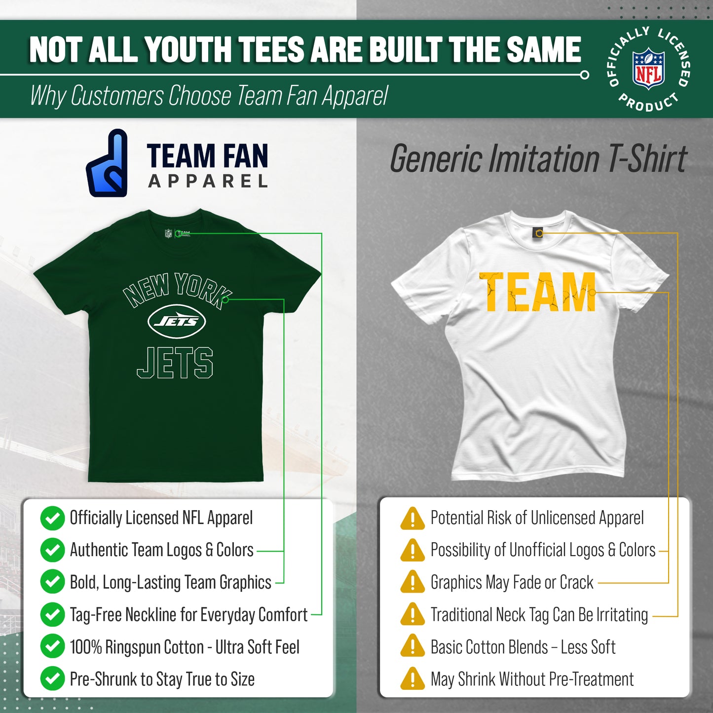 New York Jets NFL Youth Gameday Football T-Shirt - Forest Green