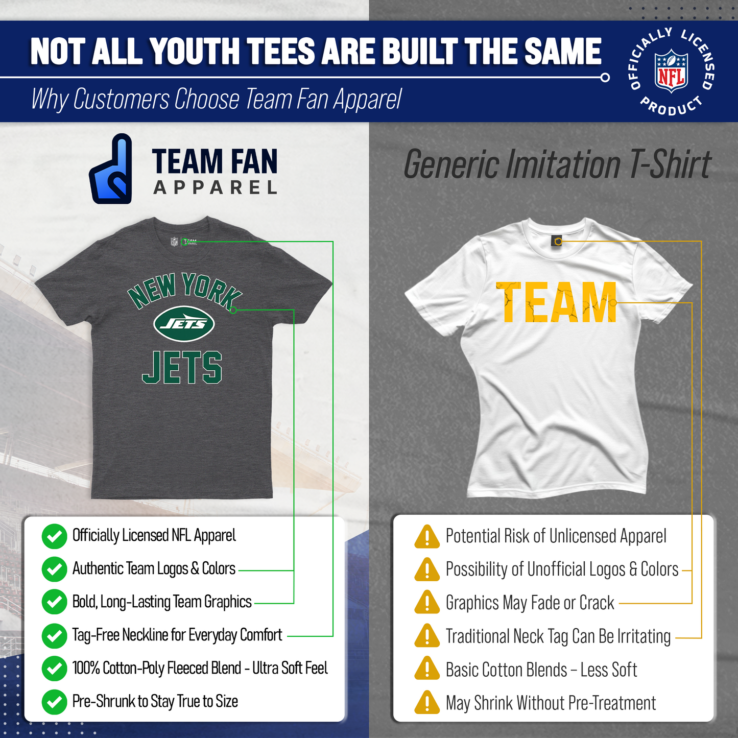 New York Jets NFL Youth Gameday Football T-Shirt - Charcoal