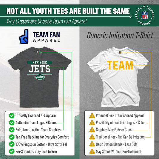 New York Jets NFL Youth Short Sleeve Charcoal T Shirt - Charcoal