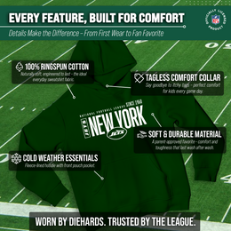 New York Jets NFL Youth Modern Endzone Football Fleece Hooded Sweatshirt - Forest Green