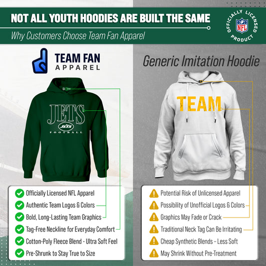 New York Jets NFL Youth Overtime Blueprint Football Fleece Hooded Sweatshirt - Forest Green
