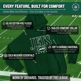 New York Jets NFL Youth Overtime Blueprint Football Fleece Hooded Sweatshirt - Forest Green