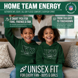 New York Jets NFL Youth Overtime Blueprint Football Fleece Hooded Sweatshirt - Forest Green