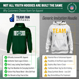 New York Jets NFL Youth Repeating Logo Football Fleece Hooded Sweatshirt - Forest Green