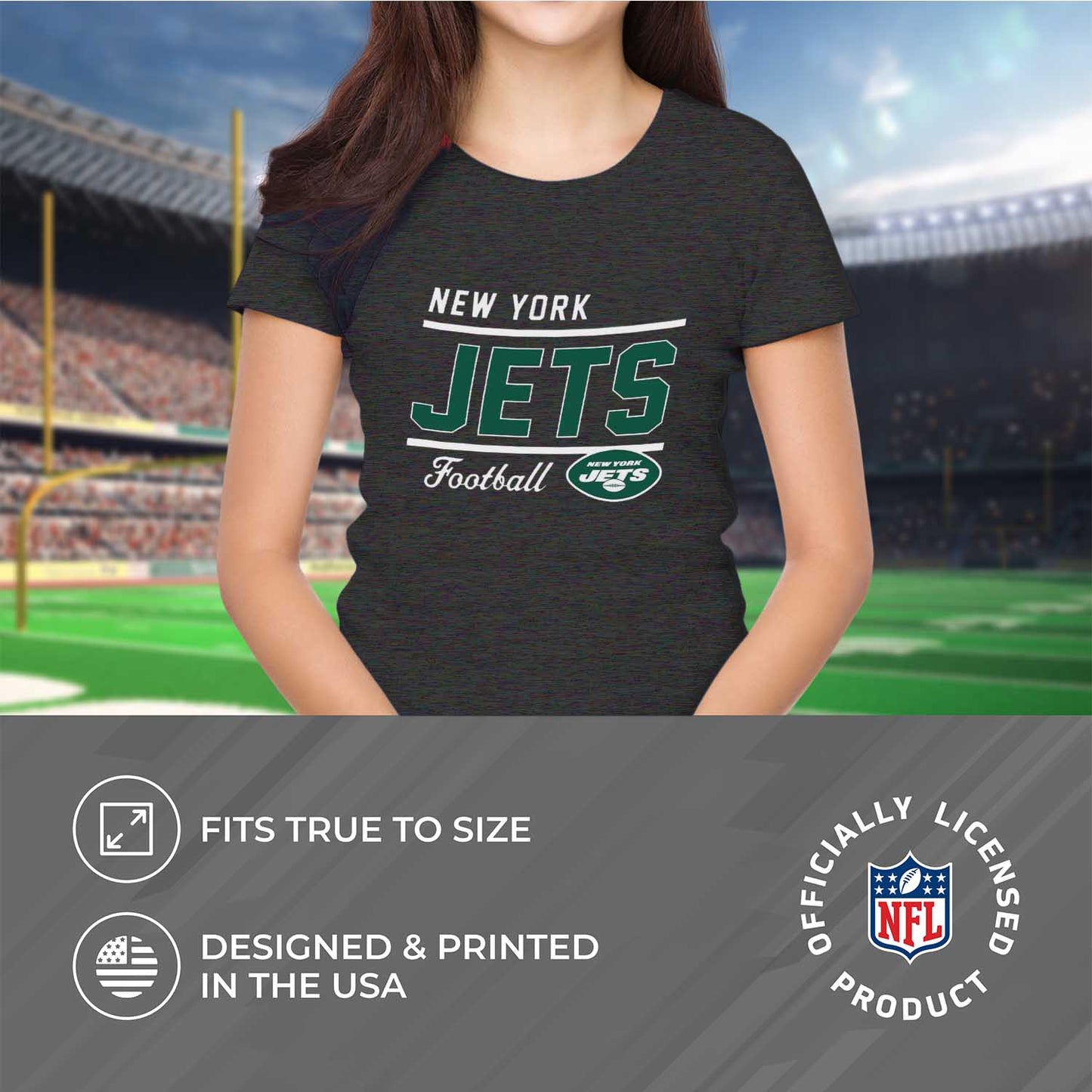 New York Jets NFL Womens Plus Size Relaxed Fit T-Shirt - Charcoal
