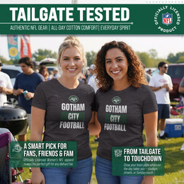 New York Jets NFL Womens Team Slogan Short Sleeve Tshirt - Charcoal