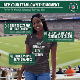 New York Jets NFL Womens Team Slogan Short Sleeve Tshirt - Charcoal