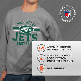 New York Jets NFL Adult Property Of Crewneck Fleece Sweatshirt - Sport Gray