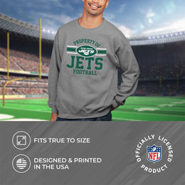 New York Jets NFL Adult Property Of Crewneck Fleece Sweatshirt - Sport Gray