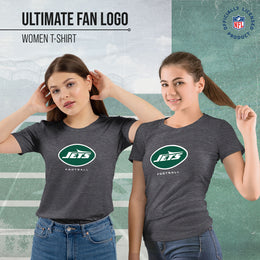 New York Jets Women's NFL Ultimate Fan Logo Short Sleeve T-Shirt - Charcoal
