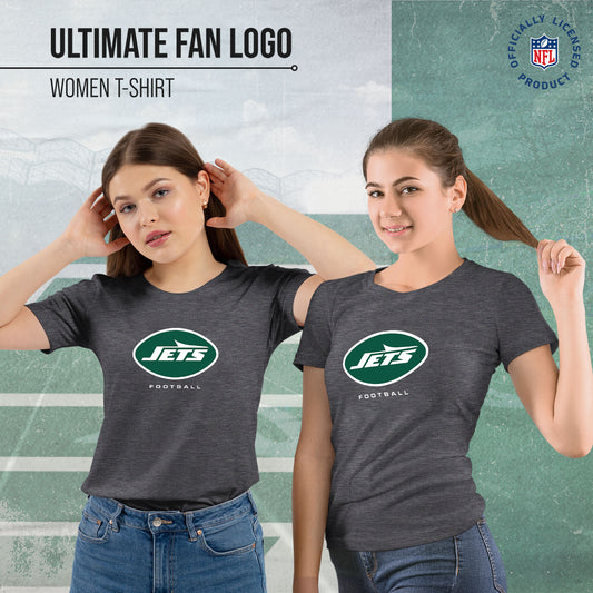 New York Jets Women's NFL Ultimate Fan Logo Short Sleeve T-Shirt - Charcoal