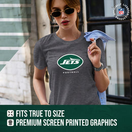 New York Jets Women's NFL Ultimate Fan Logo Short Sleeve T-Shirt - Charcoal
