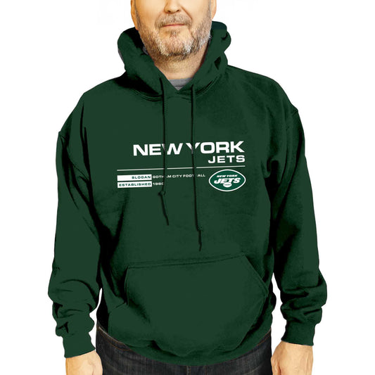 New York Jets Adult NFL Speed Stat Sheet Fleece Hooded Sweatshirt - Forest Green