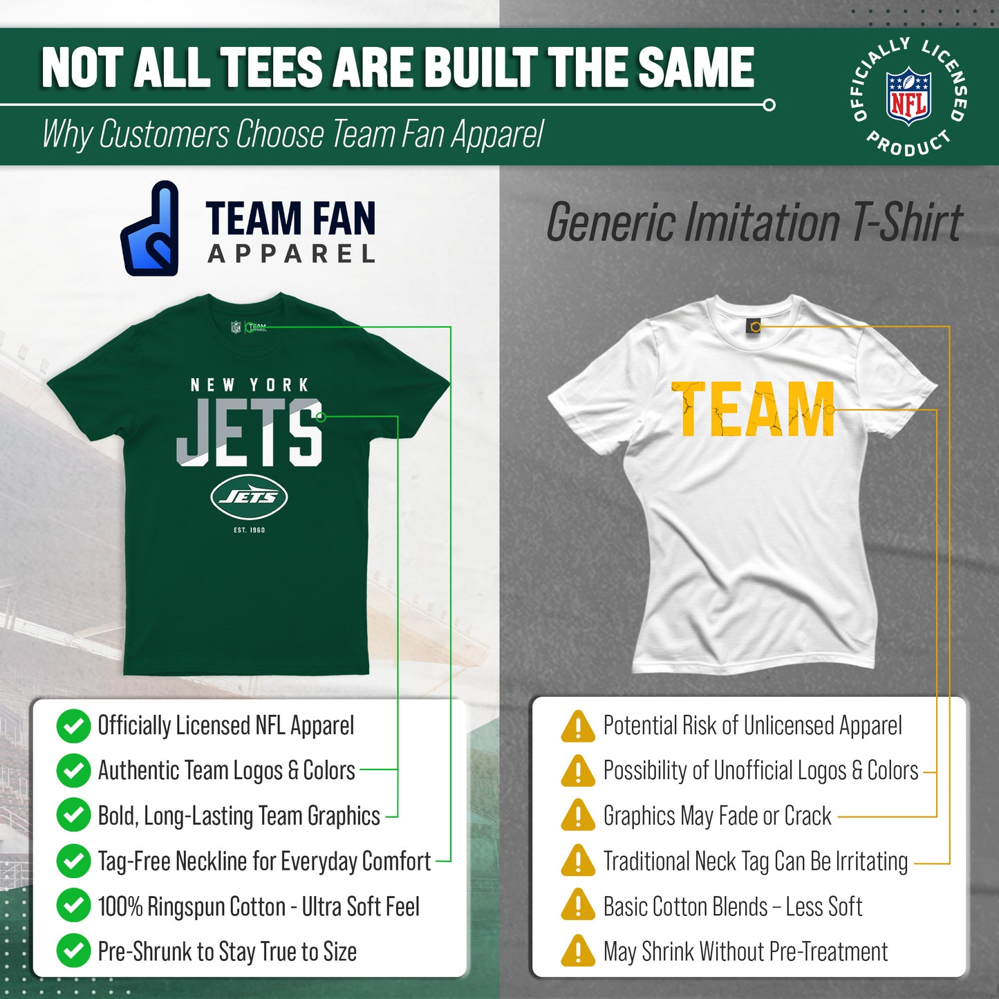 New York Jets Adult NFL Diagonal Fade Color Block T-Shirt - Forest Green