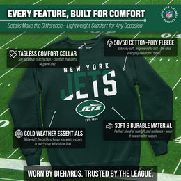 New York Jets Adult NFL Diagonal Fade Color Block Crewneck Sweatshirt - Forest Green