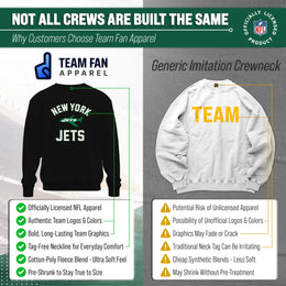 New York Jets NFL Adult Unisex Retro Gameday Ultra Soft Fleece Crewneck Sweatshirt - Black