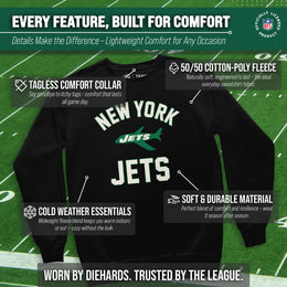 New York Jets NFL Adult Unisex Retro Gameday Ultra Soft Fleece Crewneck Sweatshirt - Black