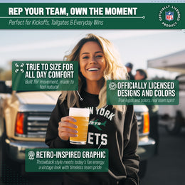 New York Jets NFL Adult Unisex Retro Gameday Ultra Soft Fleece Crewneck Sweatshirt - Black