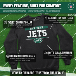 New York Jets NFL Adult Long Sleeve Team Block Charcoal Crewneck Sweatshirt - Charcoal