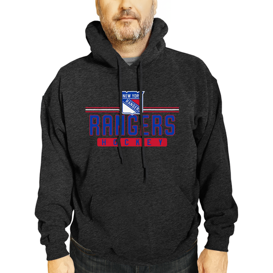 New York Rangers NHL Adult Heather Charcoal True Fan Hooded Sweatshirt Unisex - Charcoal