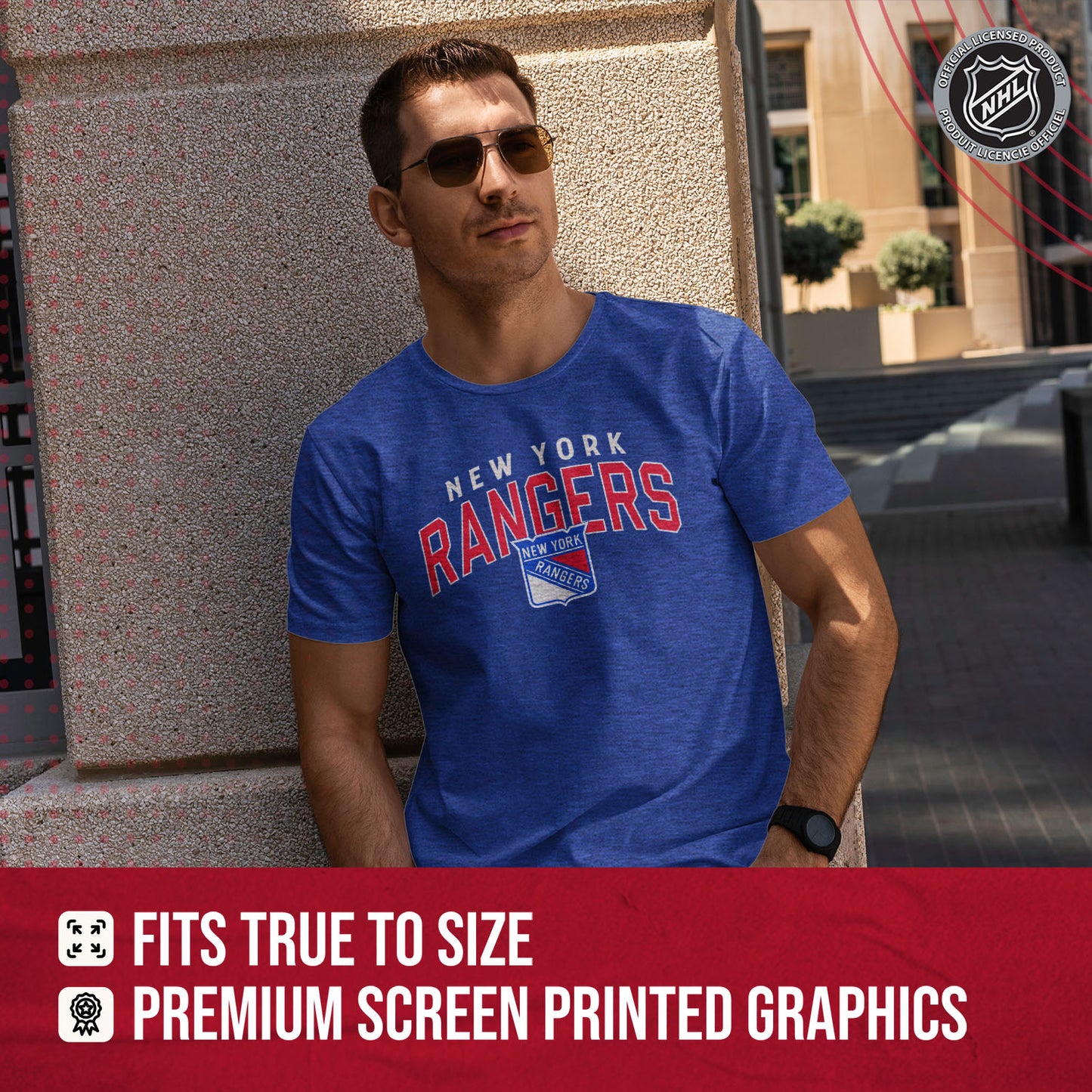 New York Rangers NHL Adult Powerplay Heathered Unisex T-Shirt - Royal