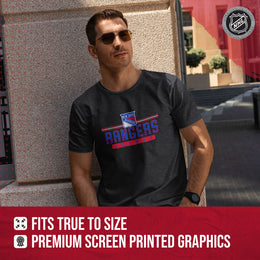 New York Rangers Adult NHL Heather Charcoal True Fan Hockey T-Shirt - Charcoal