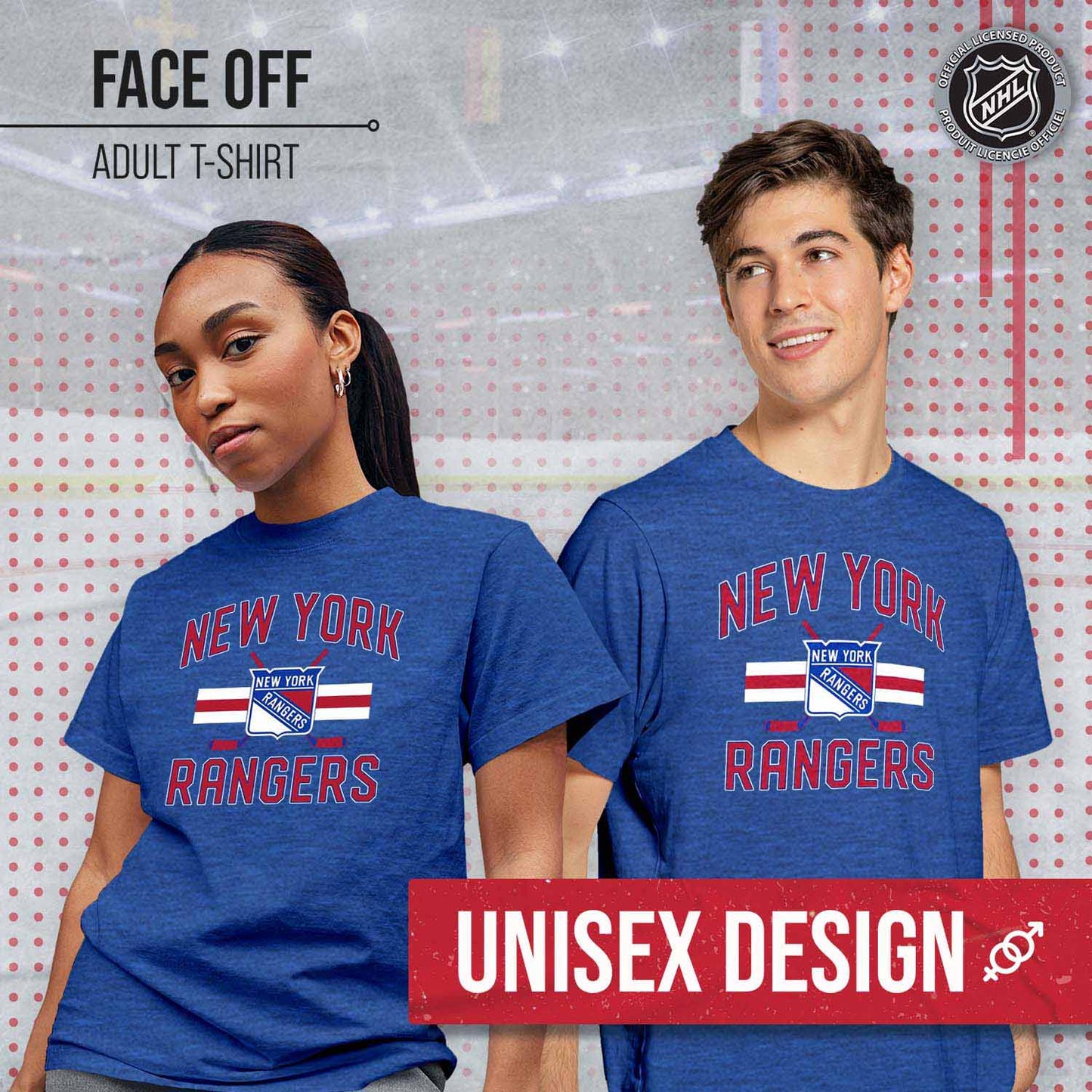 New York Rangers NHL Adult Faceoff Tag-Less T-Shirt - Royal