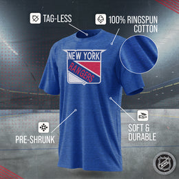 New York Rangers NHL Adult Retro Logo Tag-Less T-Shirt - Royal Heather