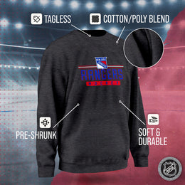 New York Rangers NHL Charcoal True Fan Crewneck Sweatshirt - Charcoal