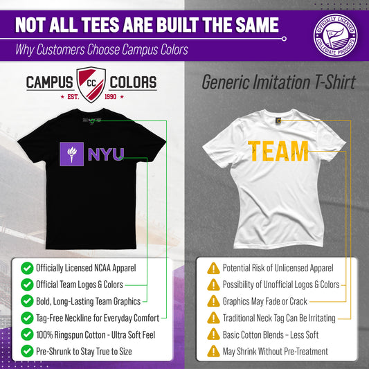 NYU Violets NCAA Adult Gameday Cotton T-Shirt - Black