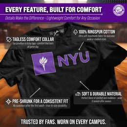 NYU Violets NCAA Adult Gameday Cotton T-Shirt - Black
