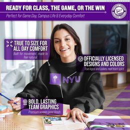 NYU Violets Campus Colors Adult Arch & Logo Soft Style Gameday Crewneck Sweatshirt  - Black