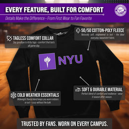 NYU Violets Campus Colors Adult Arch & Logo Soft Style Gameday Crewneck Sweatshirt  - Black