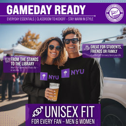 NYU Violets Campus Colors Adult Arch & Logo Soft Style Gameday Crewneck Sweatshirt  - Black