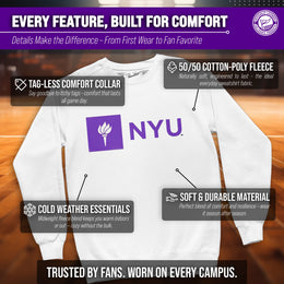 NYU Violets Adult Arch & Logo Soft Style Gameday Crewneck Sweatshirt - White