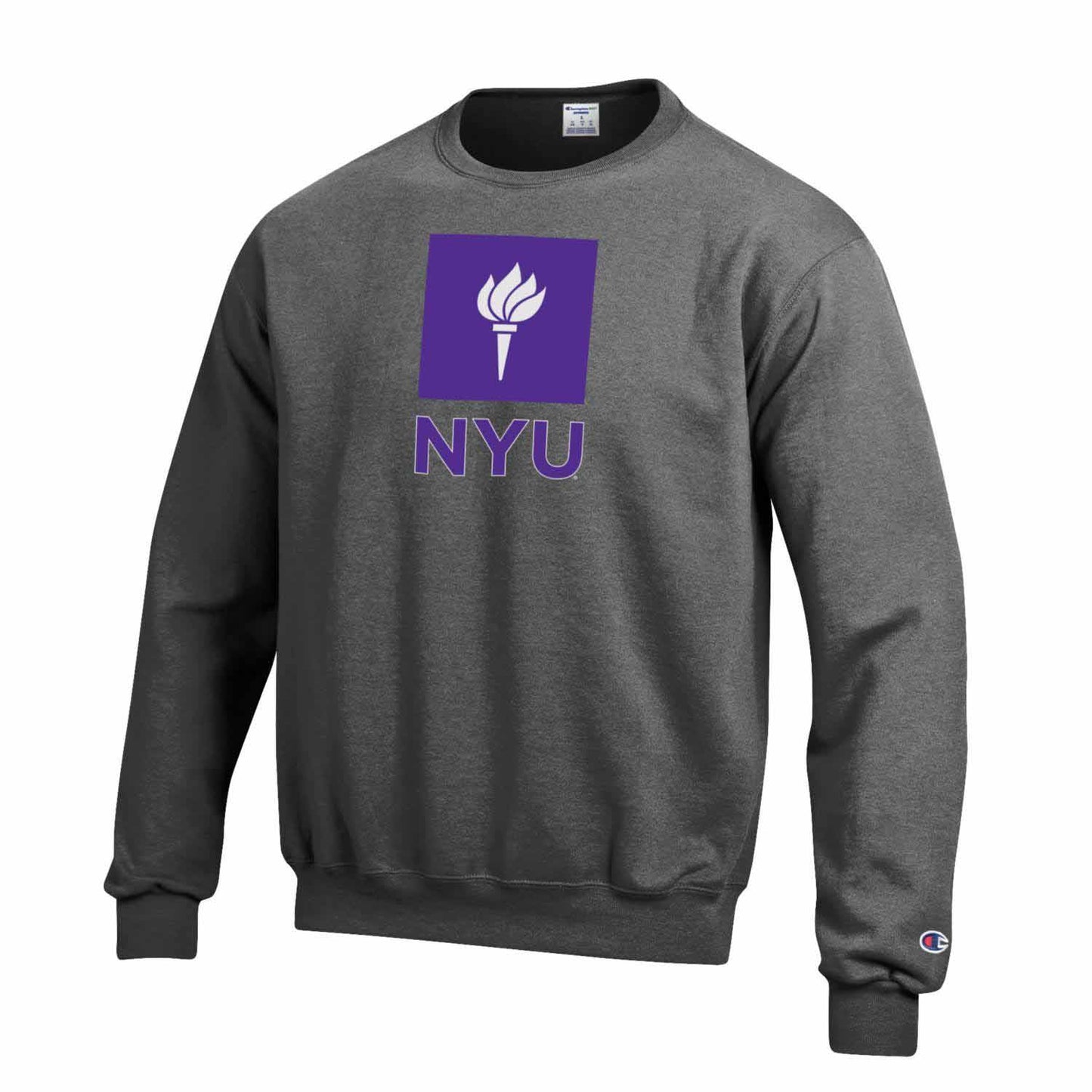NYU Violets Adult Mascot Fleece Crewneck - Charcoal