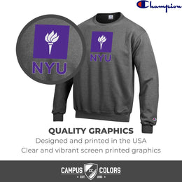 NYU Violets Adult Mascot Fleece Crewneck - Charcoal