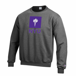NYU Violets Adult Mascot Fleece Crewneck - Charcoal