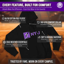 NYU Violets Adult Arch & Logo Soft Style Gameday Hooded Sweatshirt - Black