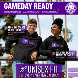NYU Violets Adult Arch & Logo Soft Style Gameday Hooded Sweatshirt - Black