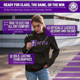 NYU Violets Adult Arch & Logo Soft Style Gameday Hooded Sweatshirt - Black