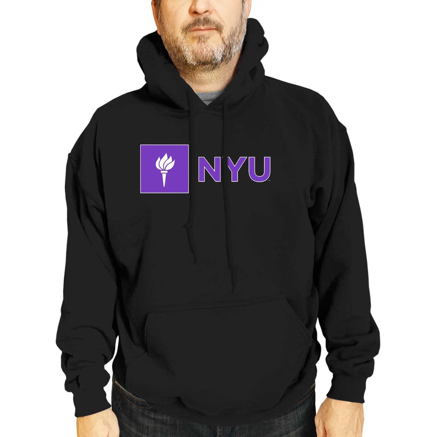 NYU Violets Adult Arch & Logo Soft Style Gameday Hooded Sweatshirt - Black