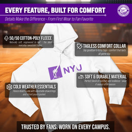 NYU Violets Adult Arch & Logo Soft Style Gameday Hooded Sweatshirt - White