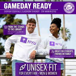 NYU Violets Adult Arch & Logo Soft Style Gameday Hooded Sweatshirt - White