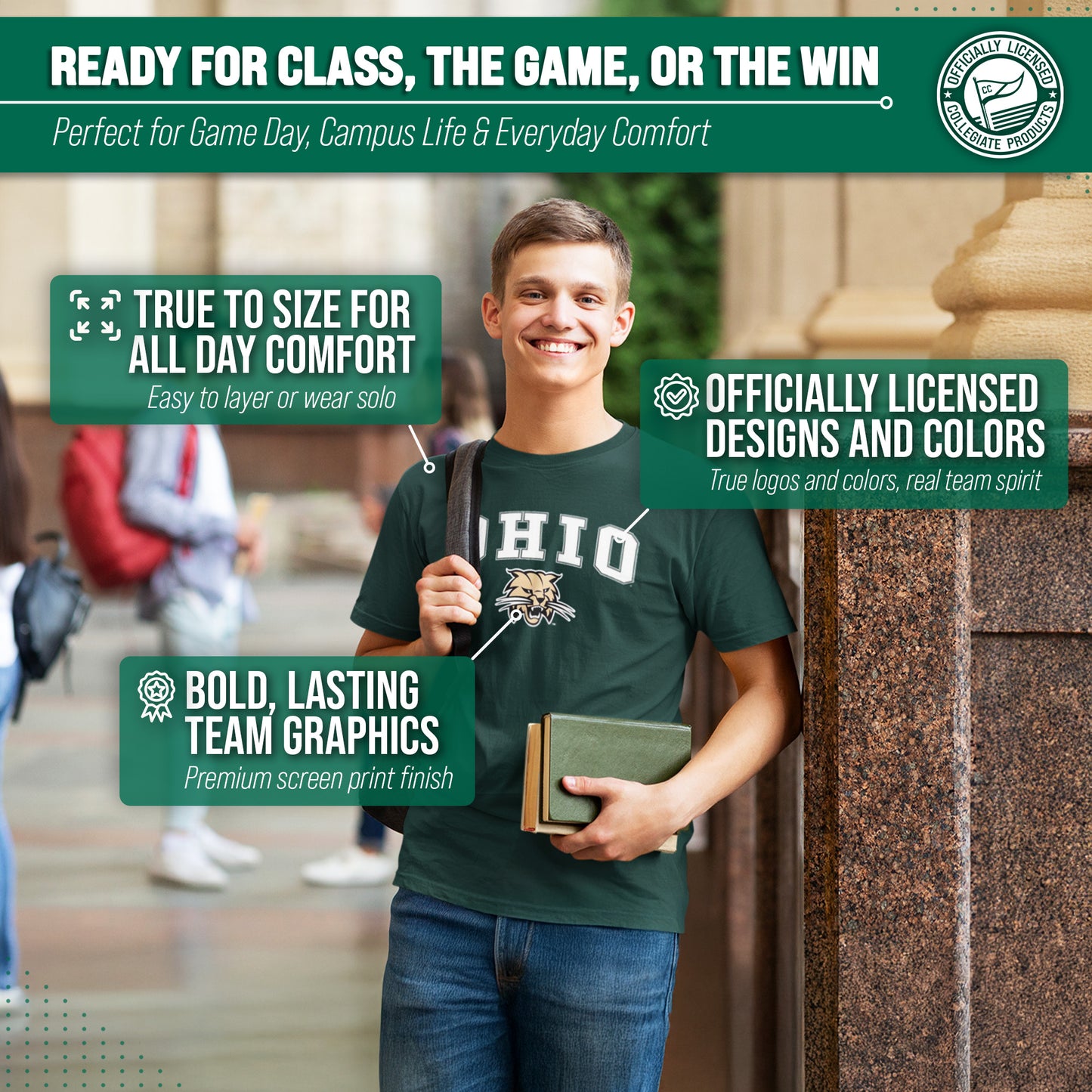 Ohio Bobcats NCAA Adult Gameday Cotton T-Shirt - Green