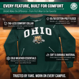 Ohio Bobcats Adult Arch & Logo Soft Style Gameday Crewneck Sweatshirt - Green